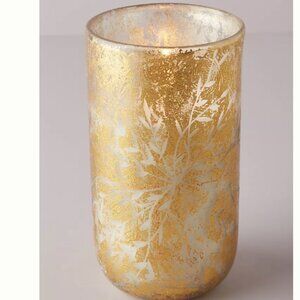 Gold Lustered Glass Amber Topaz Candle